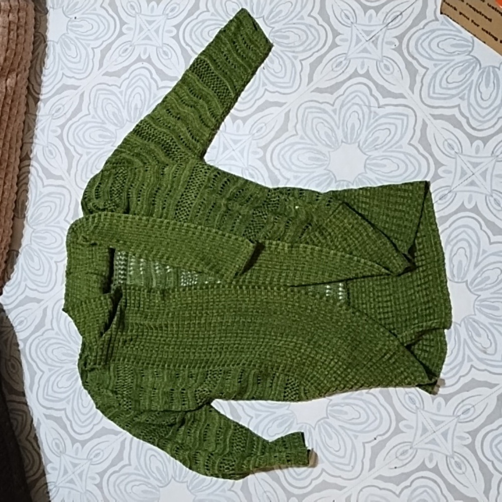 A Knitch ABOVE Green knit sweater open front cardigan April March Spring - Picture 3 of 9